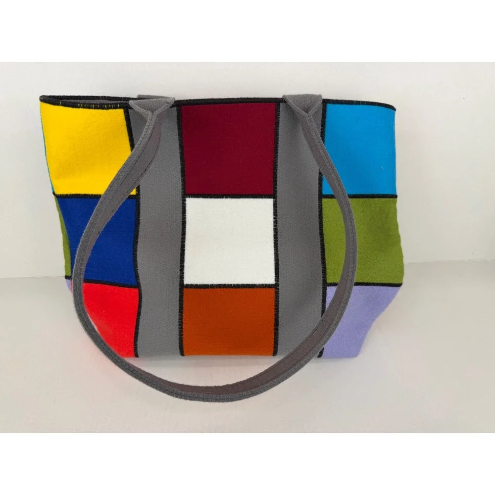 Rayerbag Marta‎ SOLOQUADRO Tote Bag Large Multicolor Colorblock Patchwork Felt